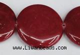 CCN3843 15.5 inches 30mm flat round candy jade beads wholesale