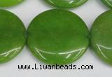 CCN3845 15.5 inches 30mm flat round candy jade beads wholesale