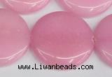 CCN3851 15.5 inches 35mm flat round candy jade beads wholesale