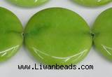 CCN3856 15.5 inches 35mm flat round candy jade beads wholesale