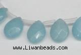 CCN3937 Top-drilled 12*15mm briolette candy jade beads wholesale