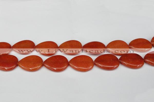 CCN3971 15.5 inches 30*40mm flat teardrop candy jade beads