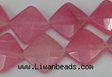 CCN402 15.5 inches 15*15mm faceted diamond candy jade beads