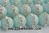 CCN4612 15.5 inches 10mm round candy jade with rhinestone beads