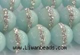 CCN4613 15.5 inches 12mm round candy jade with rhinestone beads