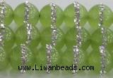 CCN4623 15.5 inches 12mm round candy jade with rhinestone beads