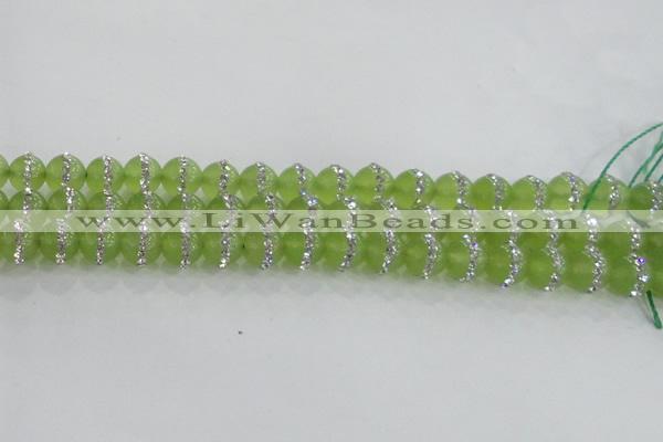 CCN4623 15.5 inches 12mm round candy jade with rhinestone beads