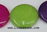 CCN510 15.5 inches 30mm flat round candy jade beads wholesale