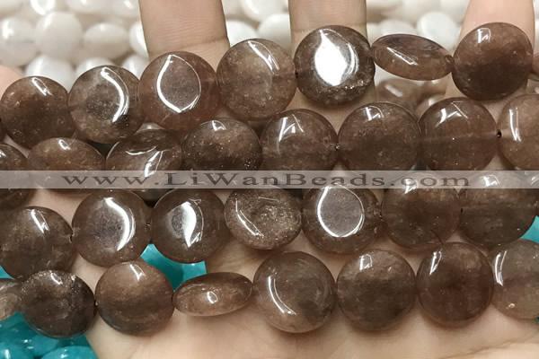 CCN5869 15 inches 15mm flat round candy jade beads Wholesale