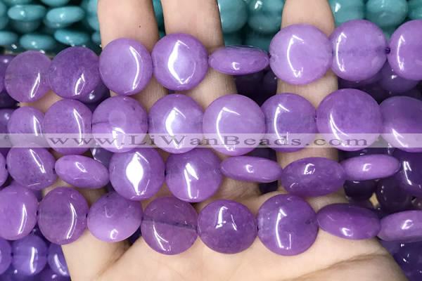 CCN5876 15 inches 15mm flat round candy jade beads Wholesale