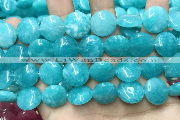 CCN5895 15 inches 15mm flat round candy jade beads Wholesale