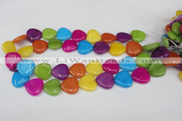 CCN728 15.5 inches 20*20mm heart candy jade beads wholesale