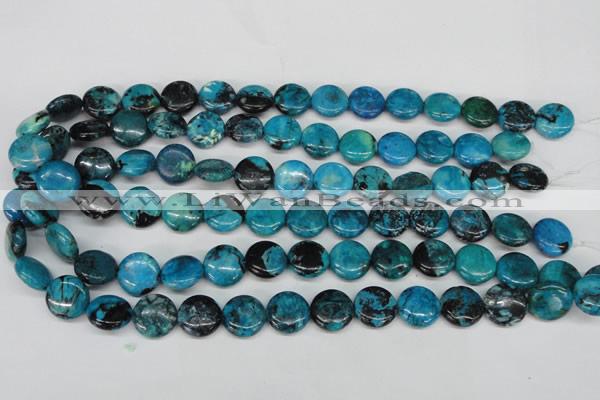 CCO176 15.5 inches 14mm flat round dyed natural chrysotine beads