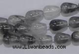 CCQ103 15.5 inches 8*12mm teardrop cloudy quartz beads wholesale