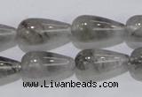 CCQ104 15.5 inches 10*20mm teardrop cloudy quartz beads wholesale