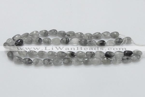 CCQ108 15.5 inches 10*14mm faceted teardrop cloudy quartz beads