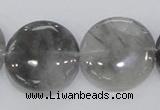 CCQ121 15.5 inches 25mm coin cloudy quartz beads wholesale