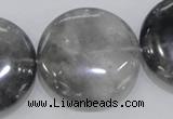 CCQ123 15.5 inches 40mm coin cloudy quartz beads wholesale