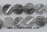 CCQ127 15.5 inches 12mm twisted coin cloudy quartz beads wholesale