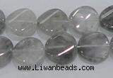 CCQ128 15.5 inches 15mm twisted coin cloudy quartz beads wholesale