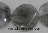 CCQ131 15.5 inches 30mm twisted coin cloudy quartz beads wholesale