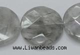 CCQ139 15.5 inches 30mm faceted coin cloudy quartz beads wholesale