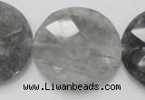 CCQ141 15.5 inches 40mm faceted coin cloudy quartz beads wholesale