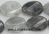 CCQ166 15.5 inches 18*25mm twisted & faceted oval cloudy quartz beads