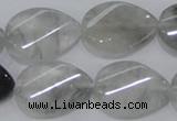 CCQ170 15.5 inches 18*25mm twisted flat teardrop cloudy quartz beads