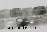 CCQ186 15.5 inches 10*14mm faceted rectangle cloudy quartz beads