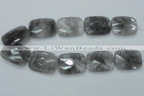 CCQ192 15.5 inches 30*40mm faceted rectangle cloudy quartz beads