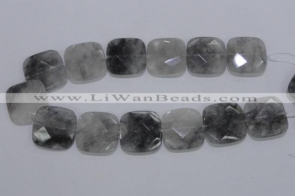 CCQ201 15.5 inches 30*30mm faceted square cloudy quartz beads