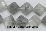 CCQ209 15.5 inches 12*12mm faceted diamond cloudy quartz beads