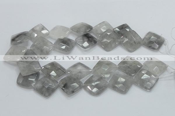 CCQ211 15.5 inches 25*25mm faceted diamond cloudy quartz beads