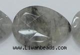 CCQ215 15.5 inches 30*40mm faceted flat teardrop cloudy quartz beads