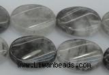 CCQ251 15.5 inches 18*25mm twisted oval cloudy quartz beads wholesale