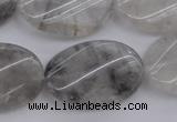 CCQ252 15.5 inches 20*30mm twisted oval cloudy quartz beads wholesale