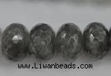 CCQ287 15.5 inches 12*18mm faceted rondelle cloudy quartz beads