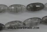 CCQ292 15.5 inches 10*20mm faceted rice cloudy quartz beads