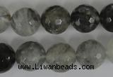 CCQ315 15.5 inches 14mm faceted round cloudy quartz beads wholesale