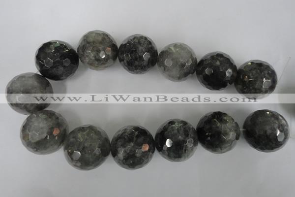 CCQ321 15.5 inches 30mm faceted round cloudy quartz beads wholesale