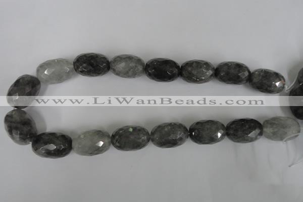 CCQ352 15.5 inches 18*25mm faceted rice cloudy quartz beads wholesale