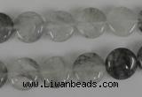 CCQ370 15.5 inches 12mm flat round cloudy quartz beads wholesale