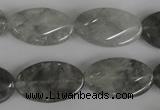 CCQ455 15.5 inches 15*25mm twisted oval cloudy quartz beads wholesale