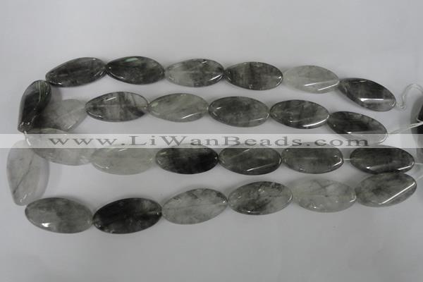 CCQ456 15.5 inches 15*30mm twisted oval cloudy quartz beads wholesale