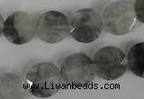 CCQ464 15.5 inches 12mm faceted coin cloudy quartz beads wholesale