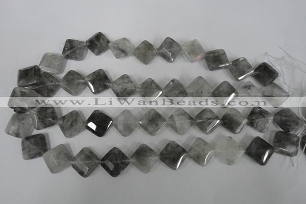 CCQ485 15.5 inches 15*15mm faceted diamond cloudy quartz beads