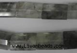 CCQ498 15.5 inches 13*20mm faceted flat tube cloudy quartz beads