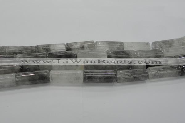 CCQ551 15.5 inches 12*30mm tube cloudy quartz beads wholesale