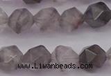 CCQ573 15.5 inches 10mm faceted nuggets cloudy quartz beads